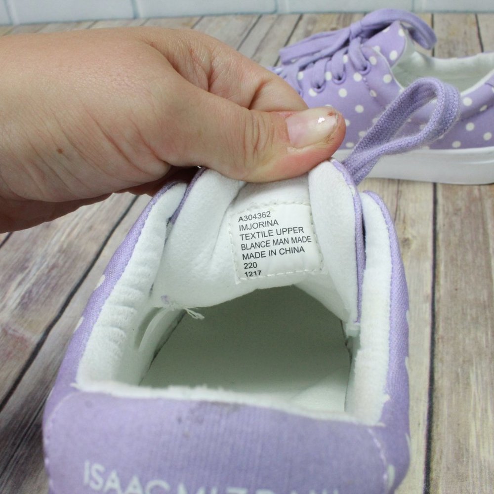 Isaac Mizrahi Live Imjorina Purple Canvas Polka Dots Lace Up Sneakers Size 8.5 - Picture 8 of 10